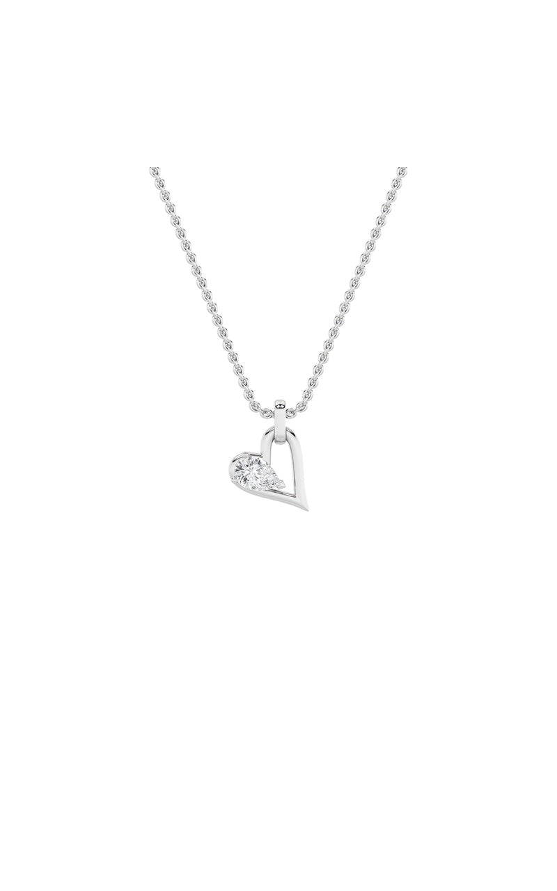 1Cttw Pear Shaped Lab Grown Diamond (F/VS) Heart Shaped Dangle Pendant in 14K Gold