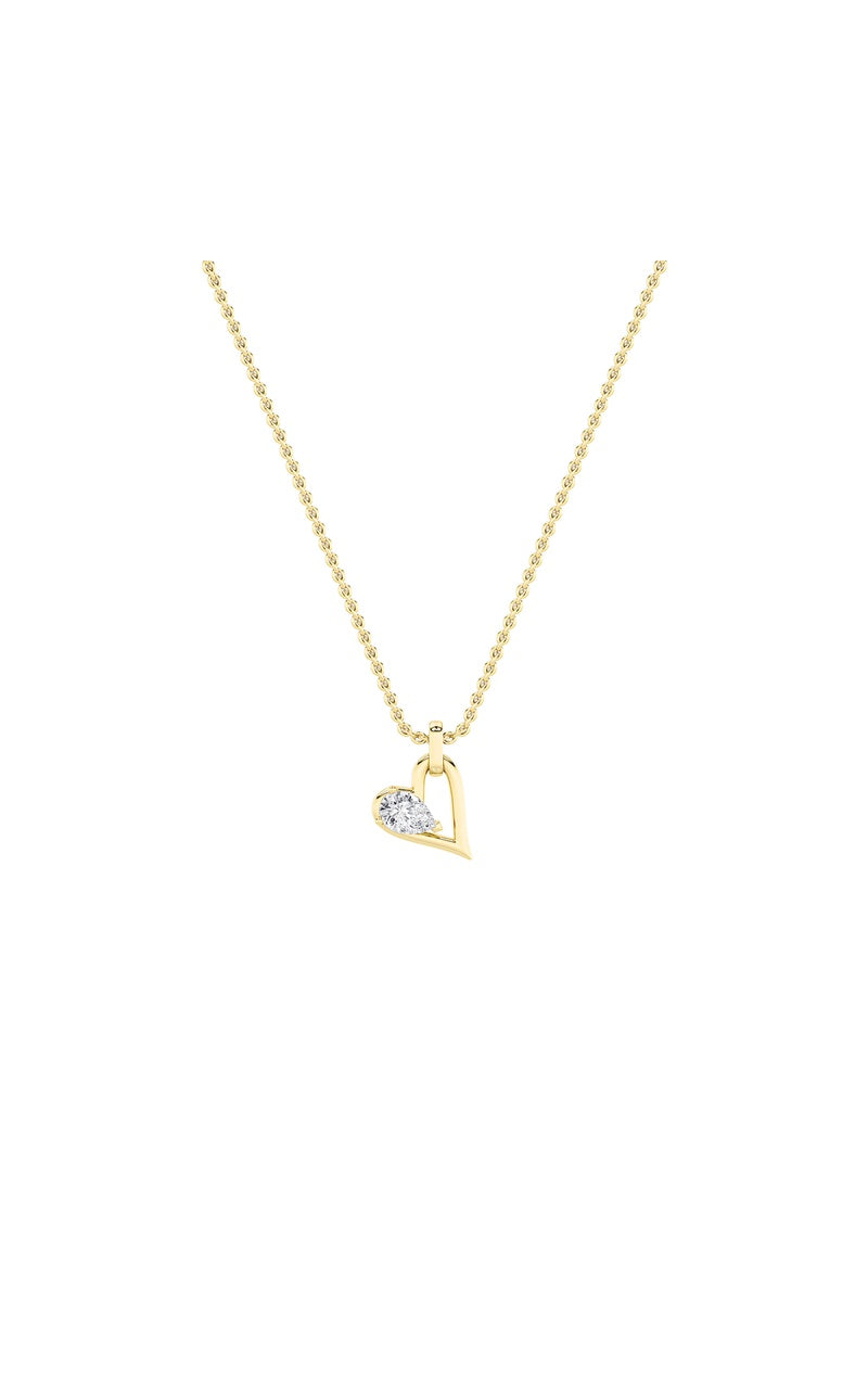 1Cttw Pear Shaped Lab Grown Diamond (F/VS) Heart Shaped Dangle Pendant in 14K Gold