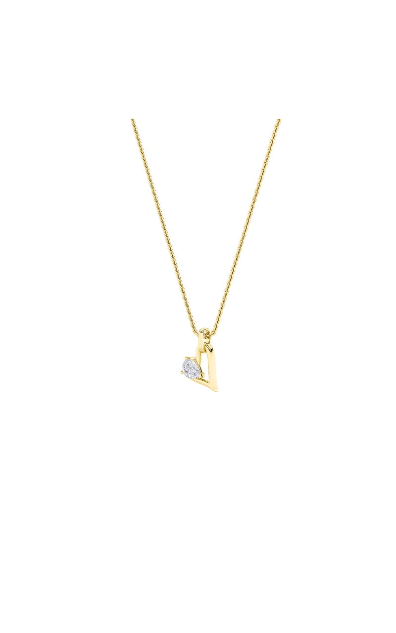 1Cttw Pear Shaped Lab Grown Diamond (F/VS) Heart Shaped Dangle Pendant in 14K Gold