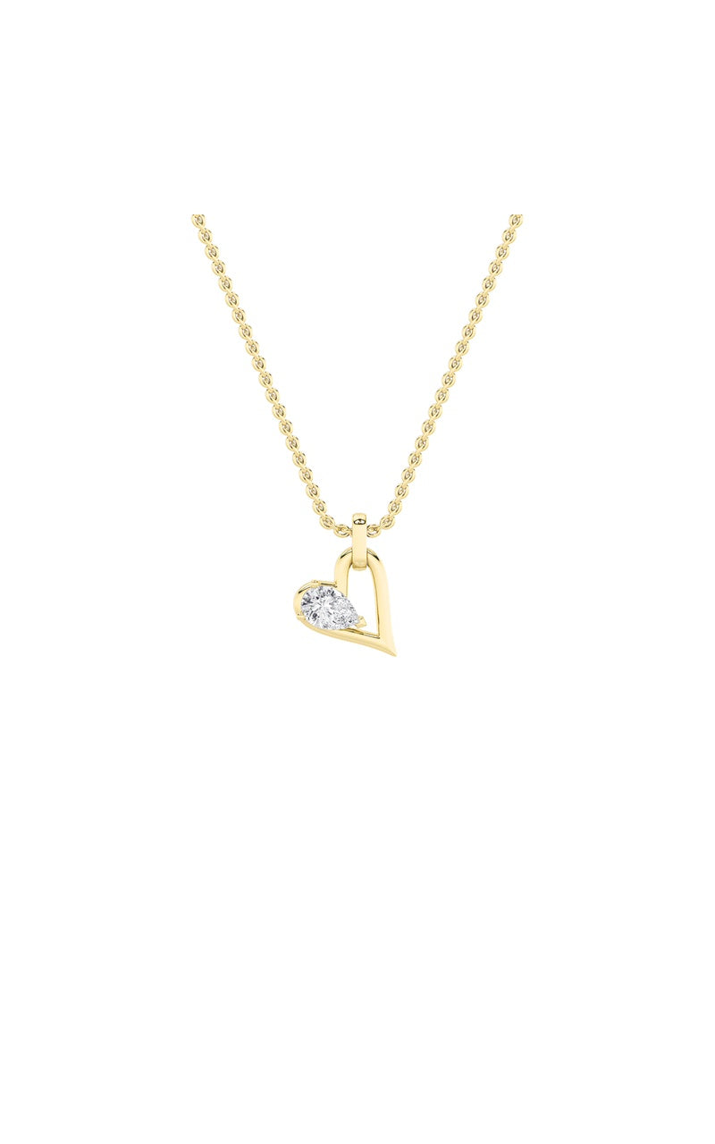 1Cttw Pear Shaped Lab Grown Diamond (F/VS) Heart Shaped Dangle Pendant in 14K Gold