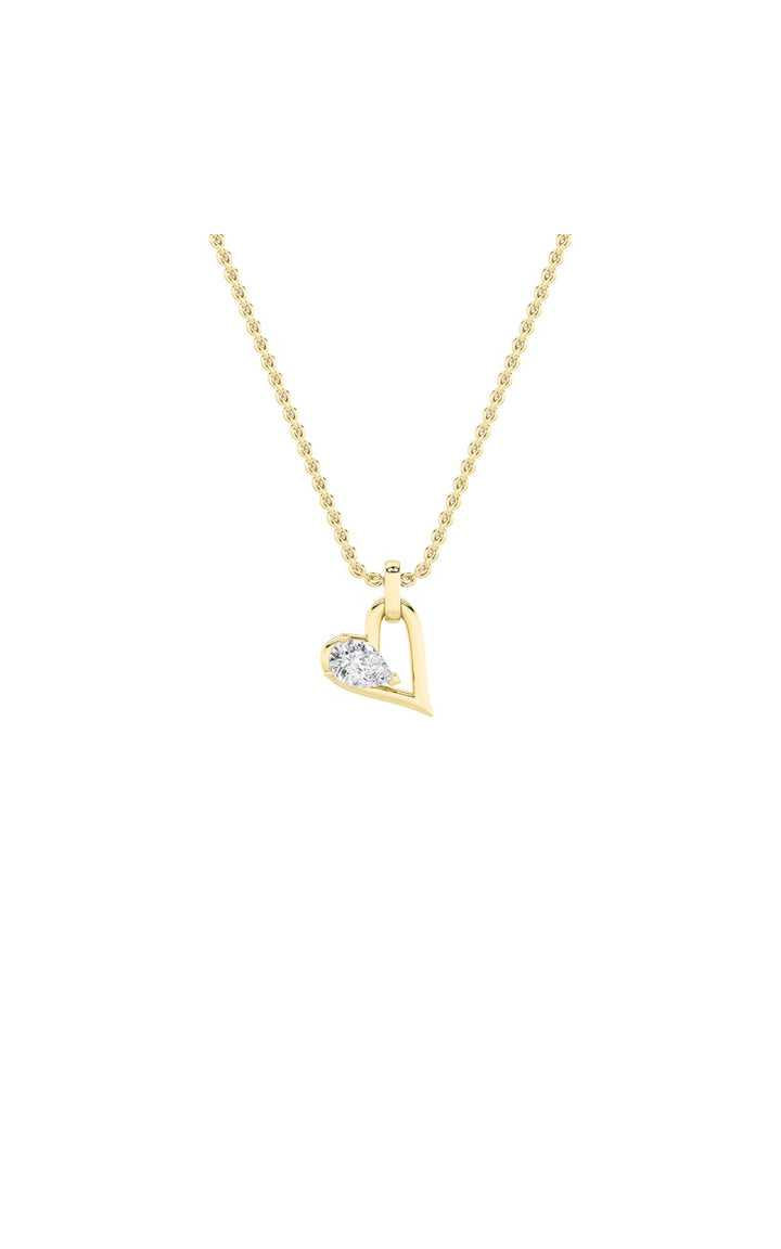 1Cttw Pear Shaped Lab Grown Diamond (F/VS) Heart Shaped Dangle Pendant in 14K Gold
