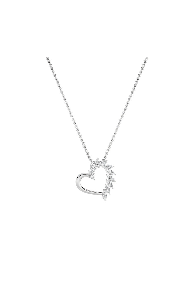 2CTW Marquise Shaped Lab Grown Diamond (F/VS) Heart Shaped Pendant in 14K Gold