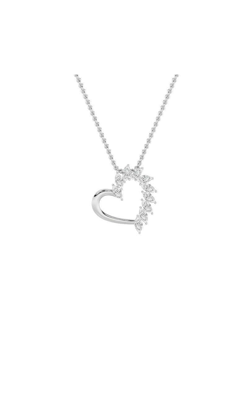 2CTW Marquise Shaped Lab Grown Diamond (F/VS) Heart Shaped Pendant in 14K Gold