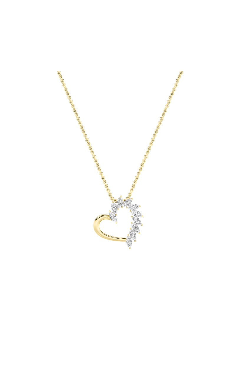2CTW Marquise Shaped Lab Grown Diamond (F/VS) Heart Shaped Pendant in 14K Gold