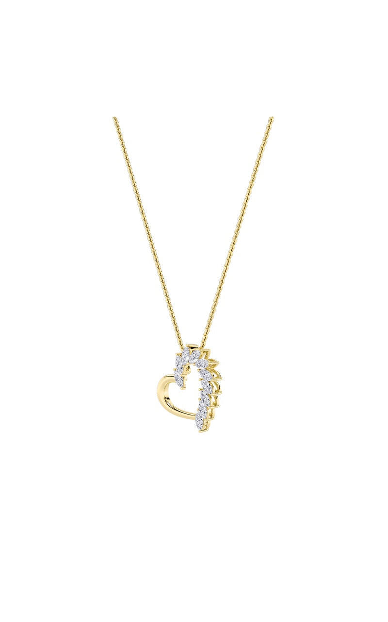 2Cttw Marquise Shaped Lab Grown Diamond (F/VS) Heart Shaped Pendant in 14K Gold