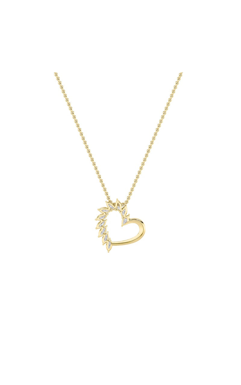2Cttw Marquise Shaped Lab Grown Diamond (F/VS) Heart Shaped Pendant in 14K Gold