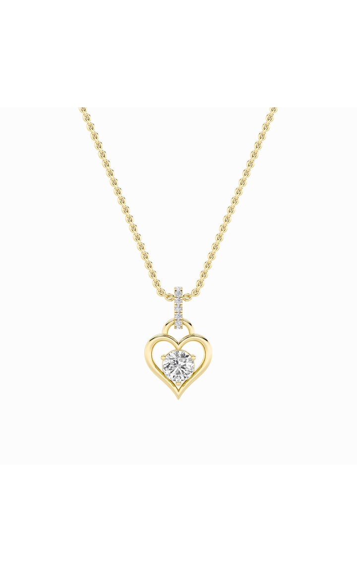 1.5Cttw Round Shaped Lab Grown Diamond (F/VS) Heart Shaped Pendant in 14K Gold