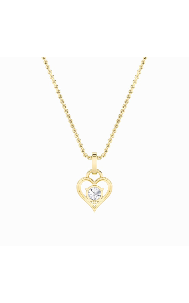 1.5Cttw Round Shaped Lab Grown Diamond (F/VS) Heart Shaped Pendant in 14K Gold