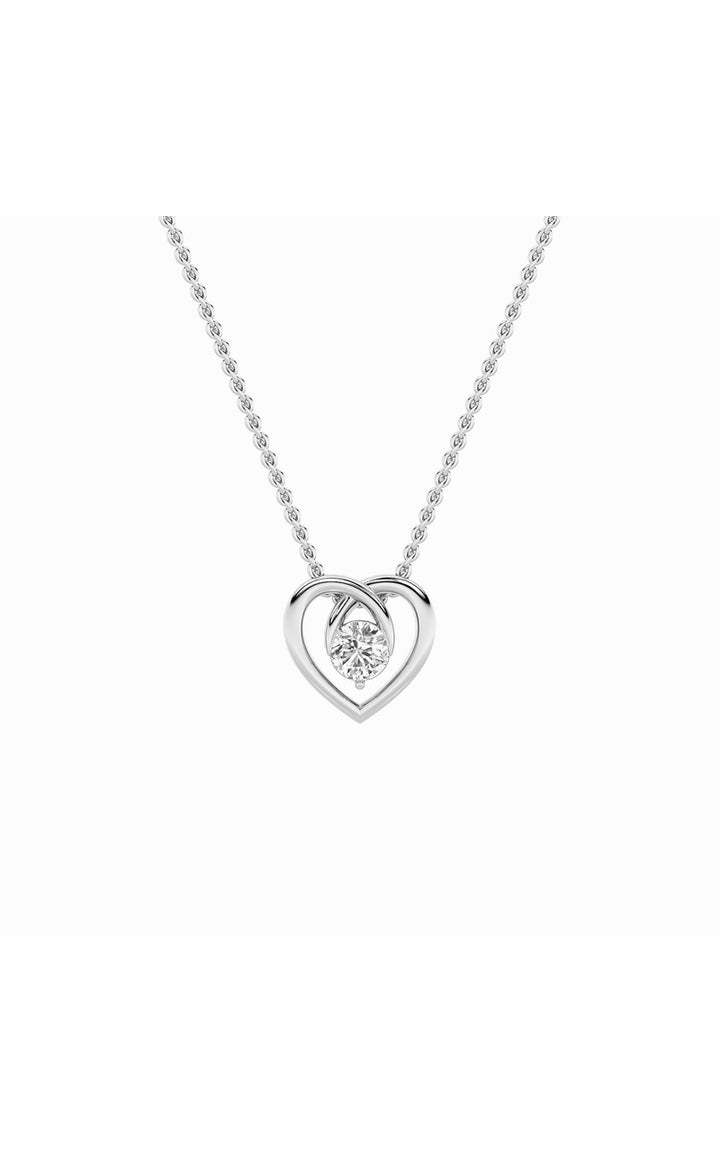 1Cttw Round Shaped Lab Grown Diamond (F/VS) HeartShaped Pendant in 14K Gold
