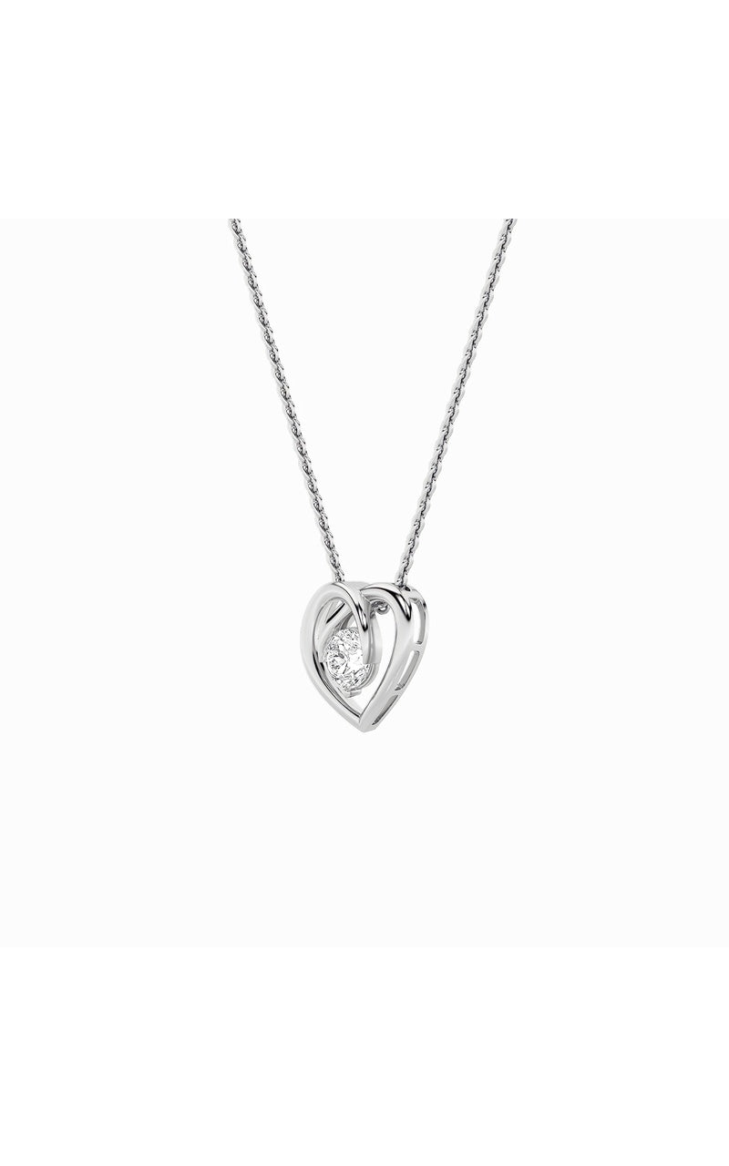 1CTW Round Shaped Lab Grown Diamond (F/VS) Heart Shaped Pendant in 14K Gold