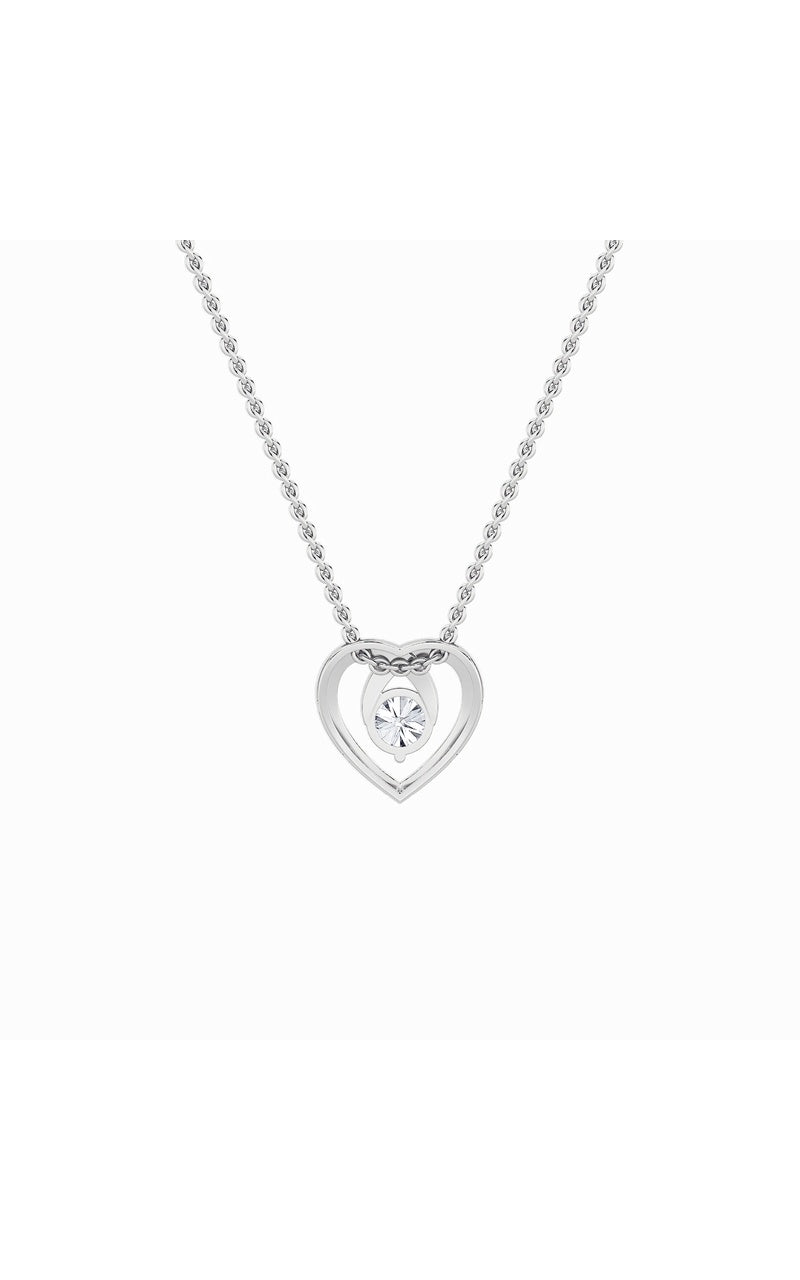1CTW Round Shaped Lab Grown Diamond (F/VS) Heart Shaped Pendant in 14K Gold
