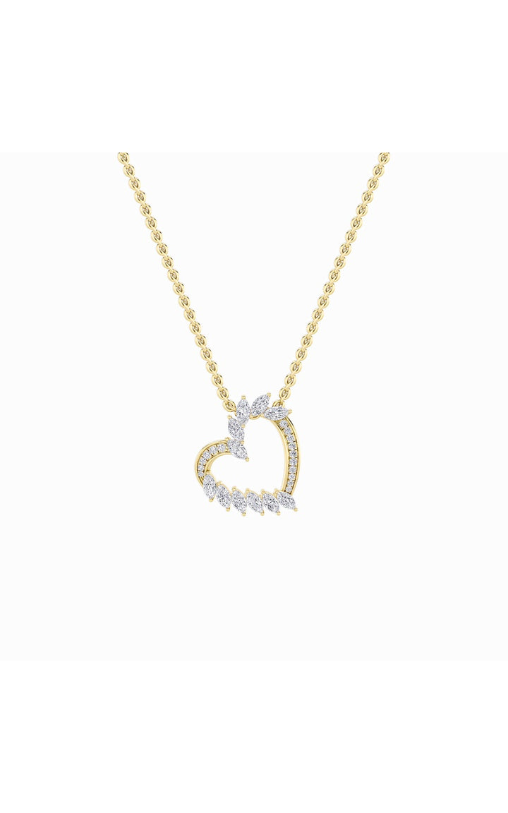 2.5CTW Marquise Shaped Lab Grown Diamond (F/VS) Heart Shaped Pendant in 14K Gold