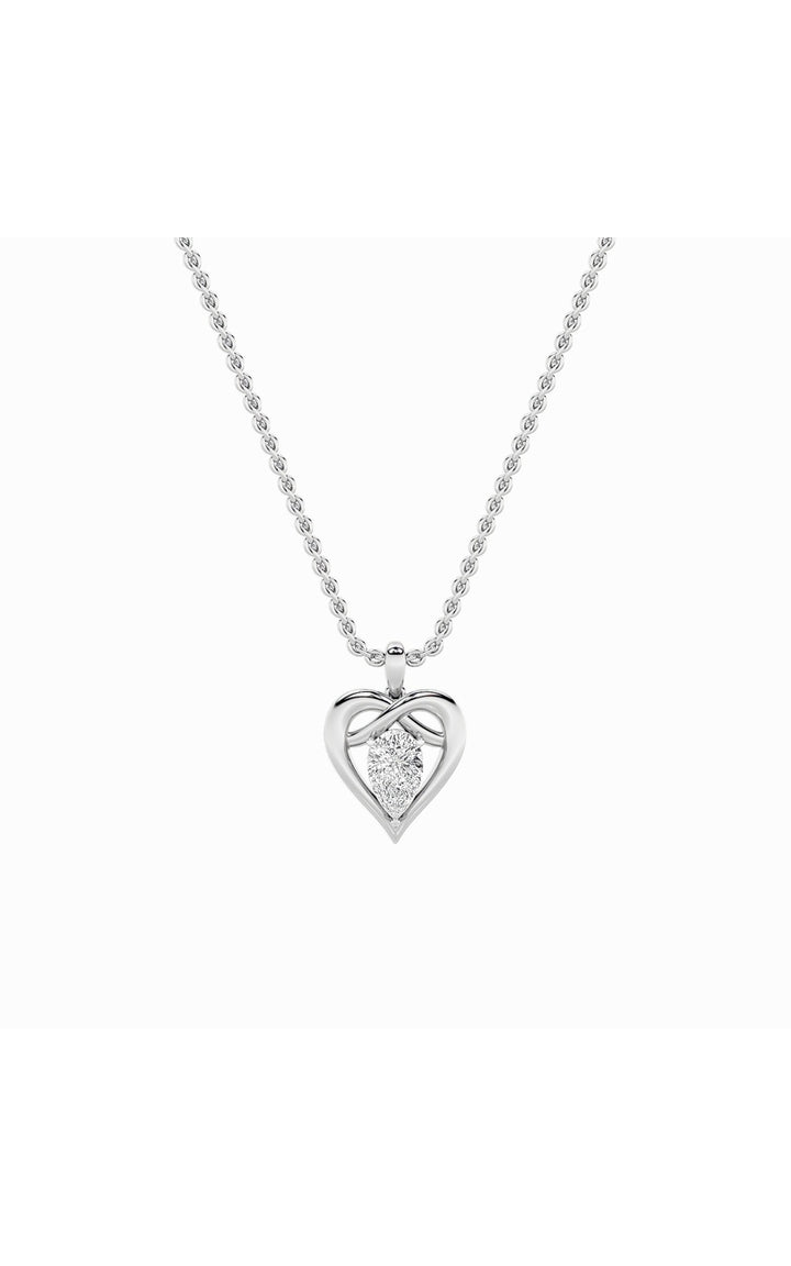 2CTW Pear Shaped Lab Grown Diamond (F/VS) Heart Shaped Pendant in 14K Gold
