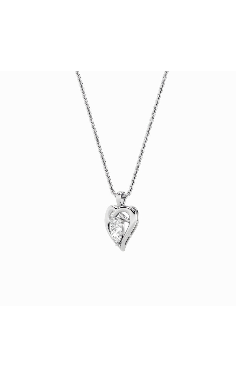 2Cttw Pear Shaped Lab Grown Diamond (F/VS) Heart Shaped Pendant in 14K Gold
