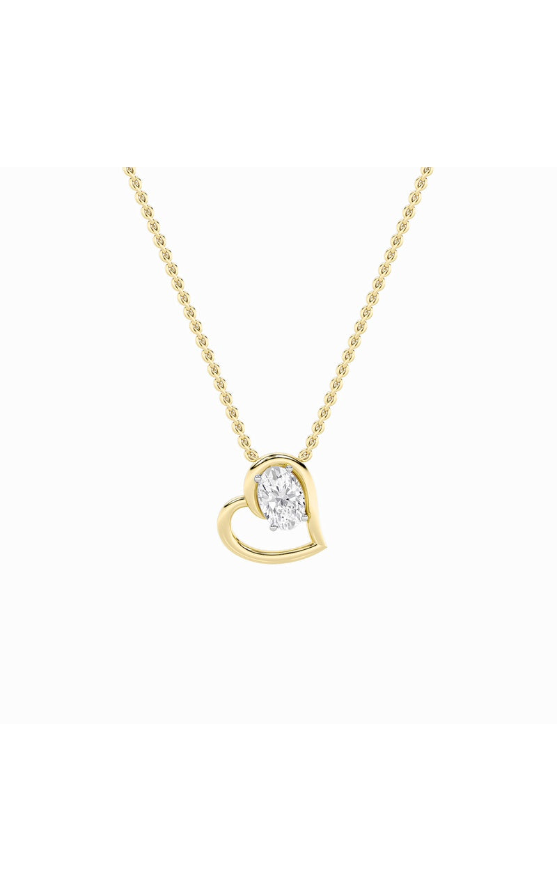 2Cttw Oval Shaped Lab Grown Diamond (F/VS) Heart Shaped Pendant in 14K Gold
