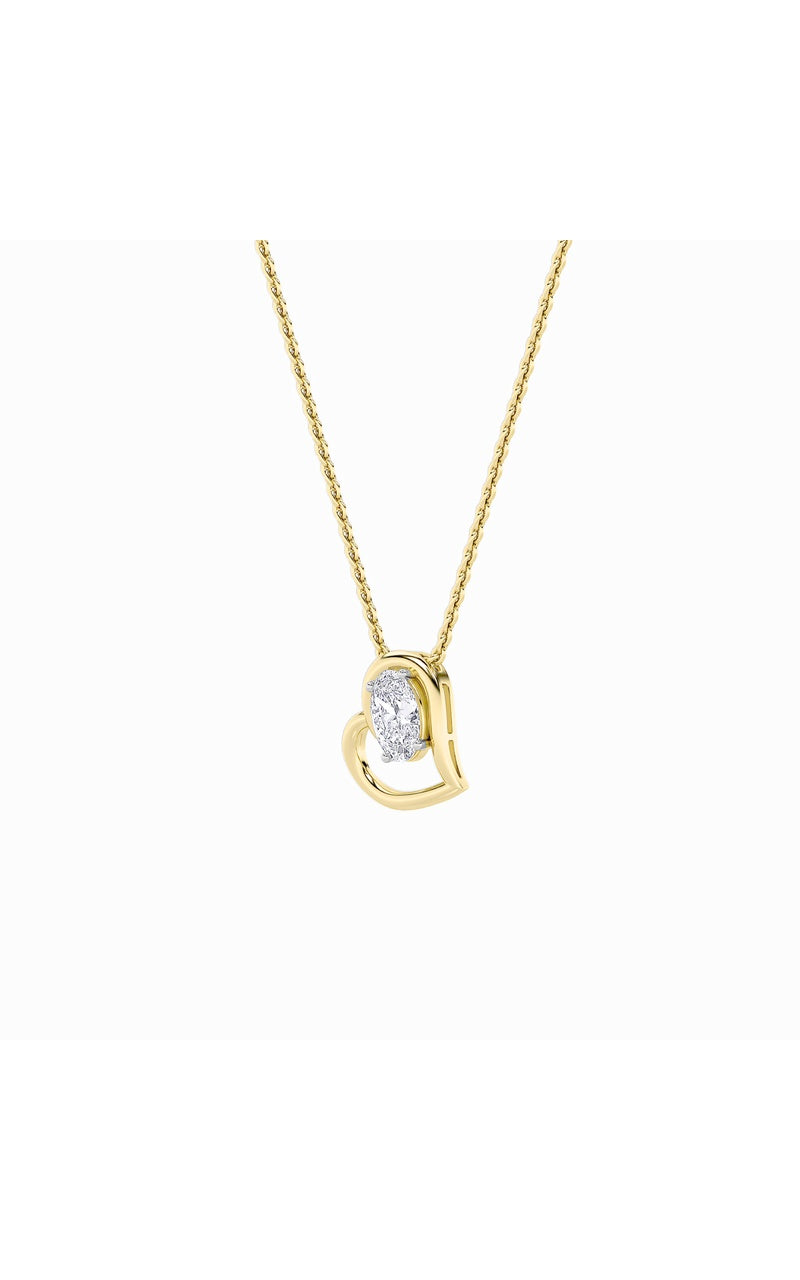 2CTW Oval Shaped Lab Grown Diamond (F/VS) Heart Shaped Pendant in 14K Gold