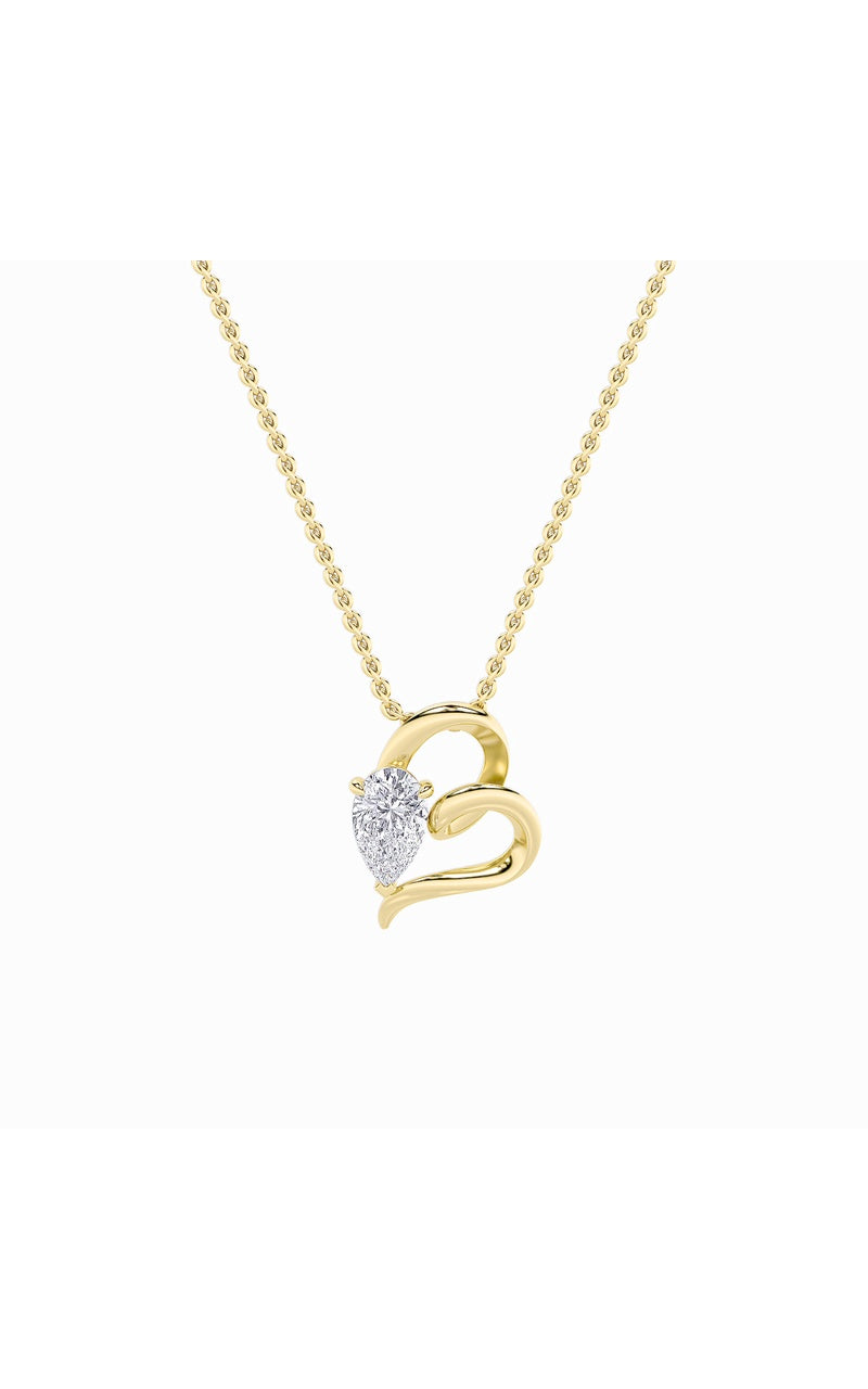 2CTW Pear Shaped Lab Grown Diamond (F/VS) Heart Shaped Pendant in 14K Gold