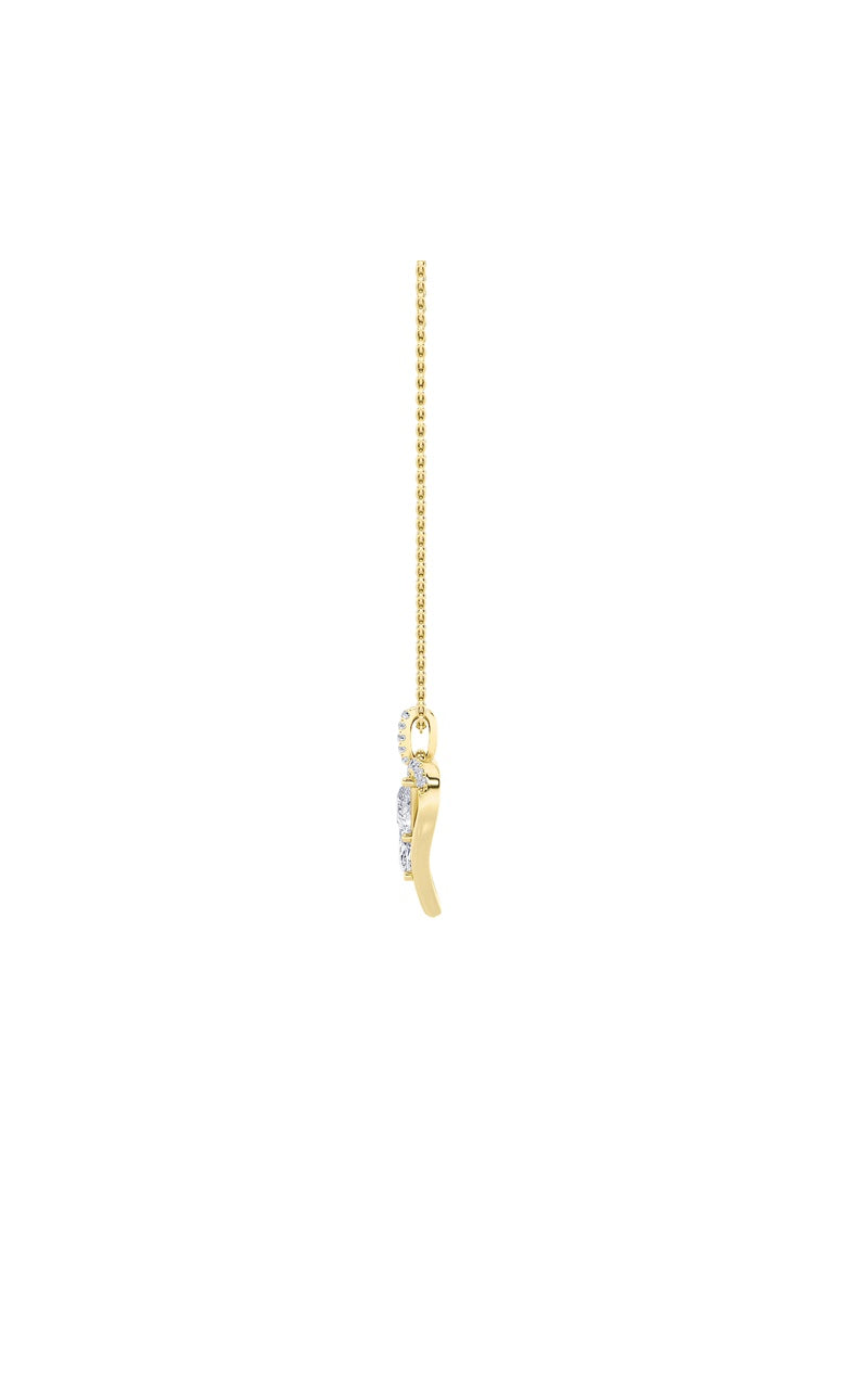 2.5Cttw Marquise Shaped Lab Grown Diamond (F/VS) Heart Shaped Pendant in 14K Gold