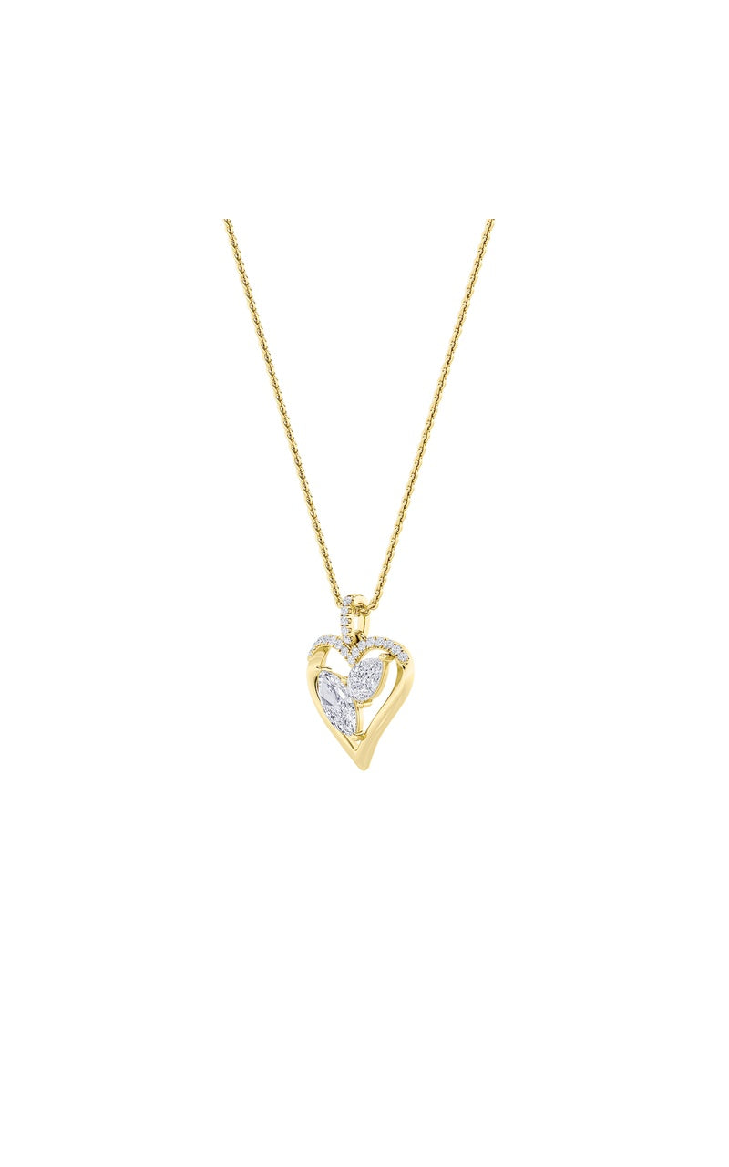 2.5CTW Marquise Shaped Lab Grown Diamond (F/VS) Heart Shaped Pendant in 14K Gold