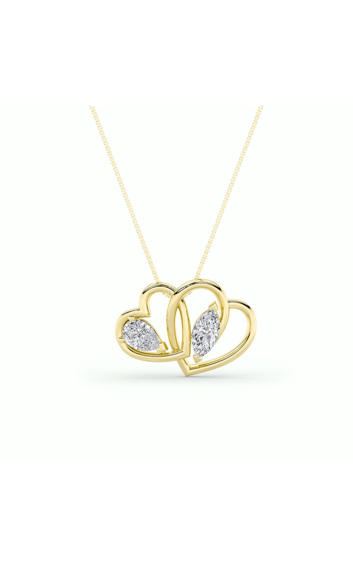 2Cttw Marquise Shaped Lab Grown Diamond (F/VS) Heart Shaped Pendant in 14K Gold