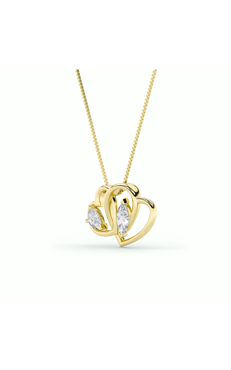 2Cttw Marquise Shaped Lab Grown Diamond (F/VS) Heart Shaped Pendant in 14K Gold