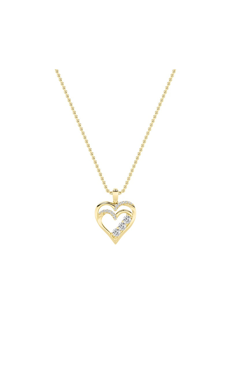 1CTW Round Shaped Lab Grown Diamond (F/VS) Heart Shaped Pendant in 14K Gold