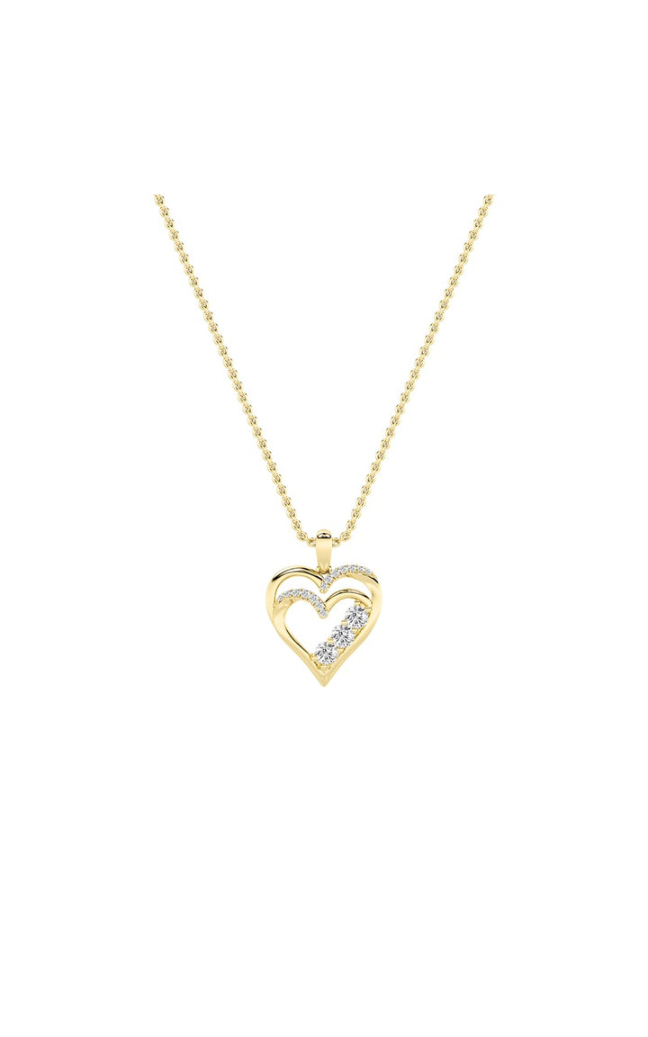 1CTW Round Shaped Lab Grown Diamond (F/VS) Heart Shaped Pendant in 14K Gold