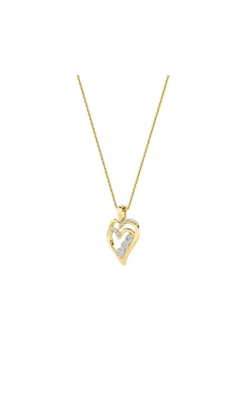 1CTW Round Shaped Lab Grown Diamond (F/VS) Heart Shaped Pendant in 14K Gold