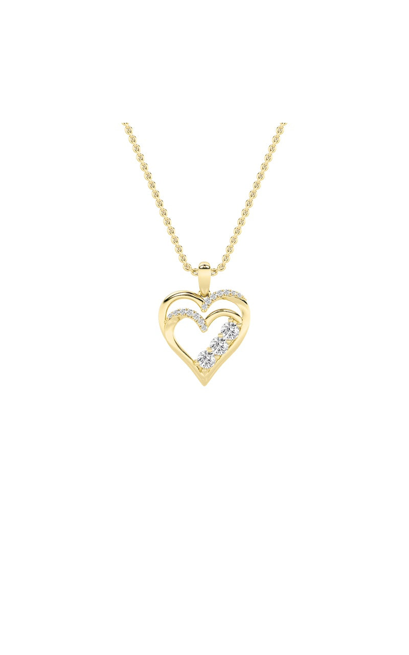 1Cttw Round Shaped Lab Grown Diamond (F/VS) HeartShaped Pendant in 14K Gold