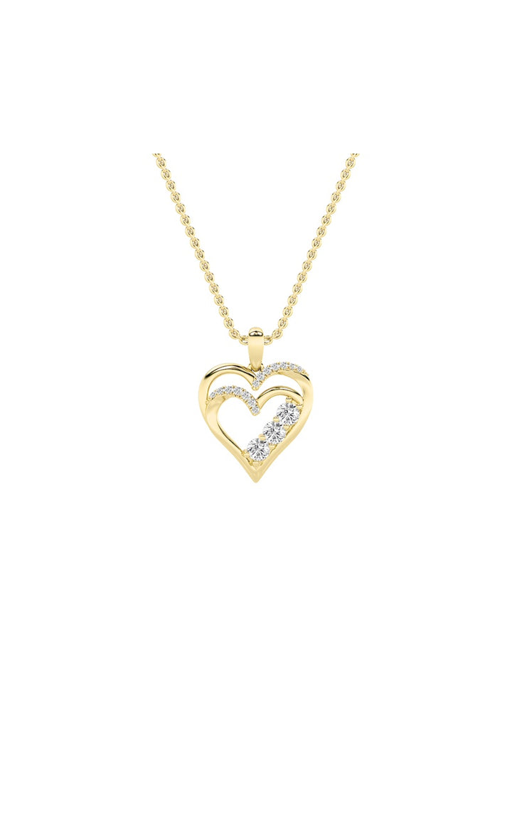1Cttw Round Shaped Lab Grown Diamond (F/VS) HeartShaped Pendant in 14K Gold