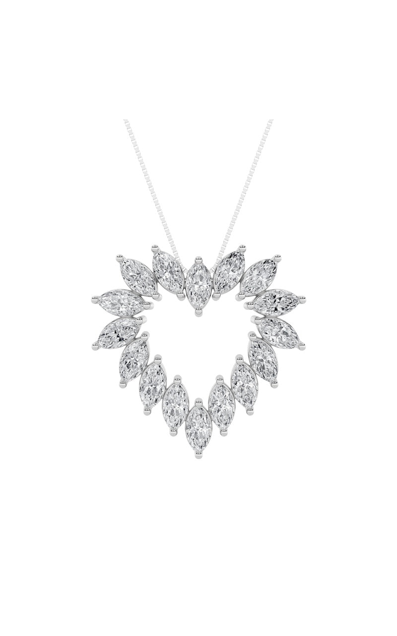 3CTW Marquise Shaped Lab Grown Diamond (F/VS) Heart Shaped Pendant in 14K Gold