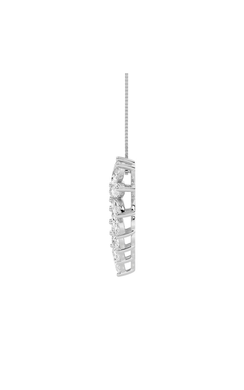 3Cttw Marquise Shaped Lab Grown Diamond (F/VS) Heart Shaped Pendant in 14K Gold