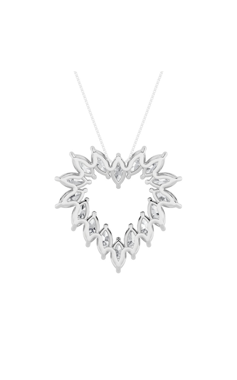 3CTW Marquise Shaped Lab Grown Diamond (F/VS) Heart Shaped Pendant in 14K Gold