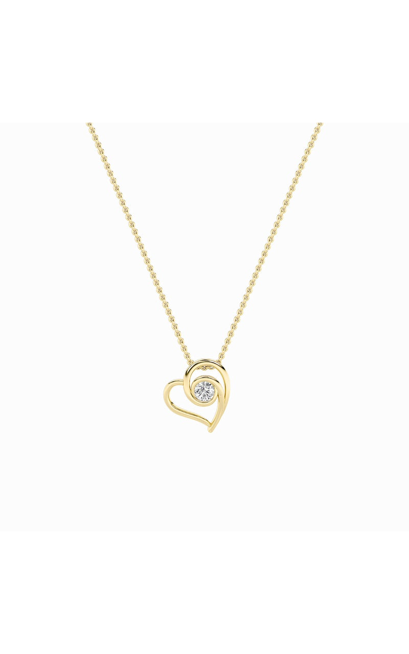 1Cttw Round Shaped Lab Grown Diamond (F/VS) HeartShaped Pendant in 14K Gold