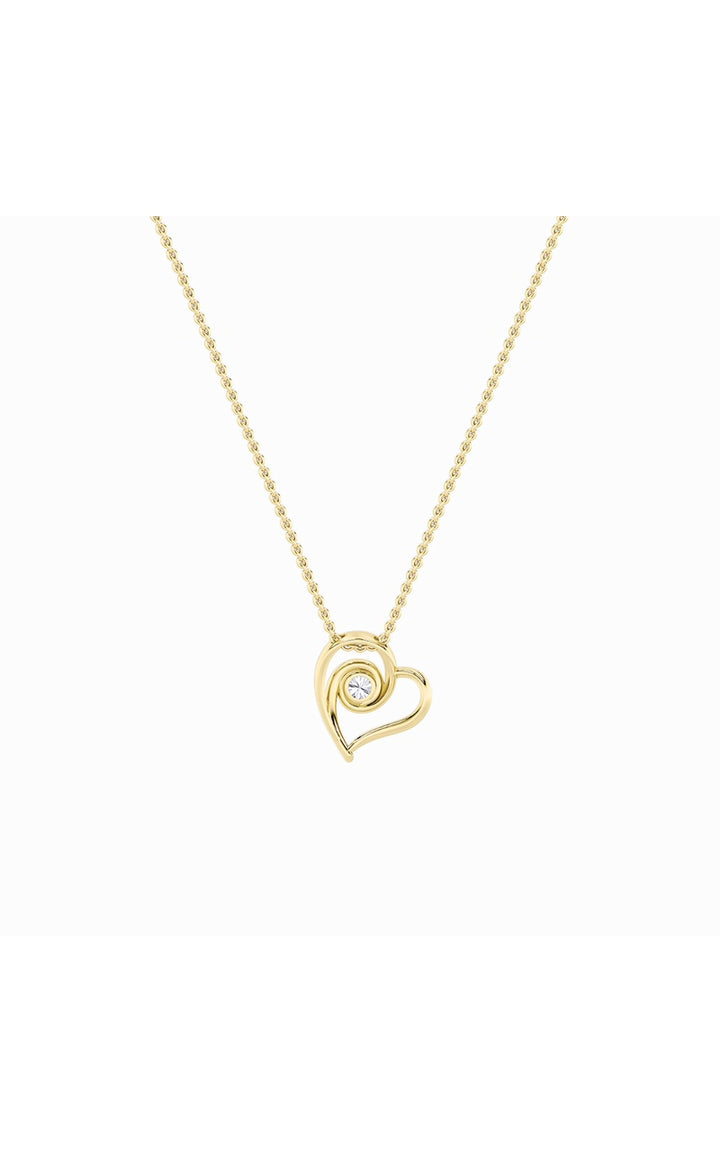 1Cttw Round Shaped Lab Grown Diamond (F/VS) Heart Shaped Pendant in 14K Gold