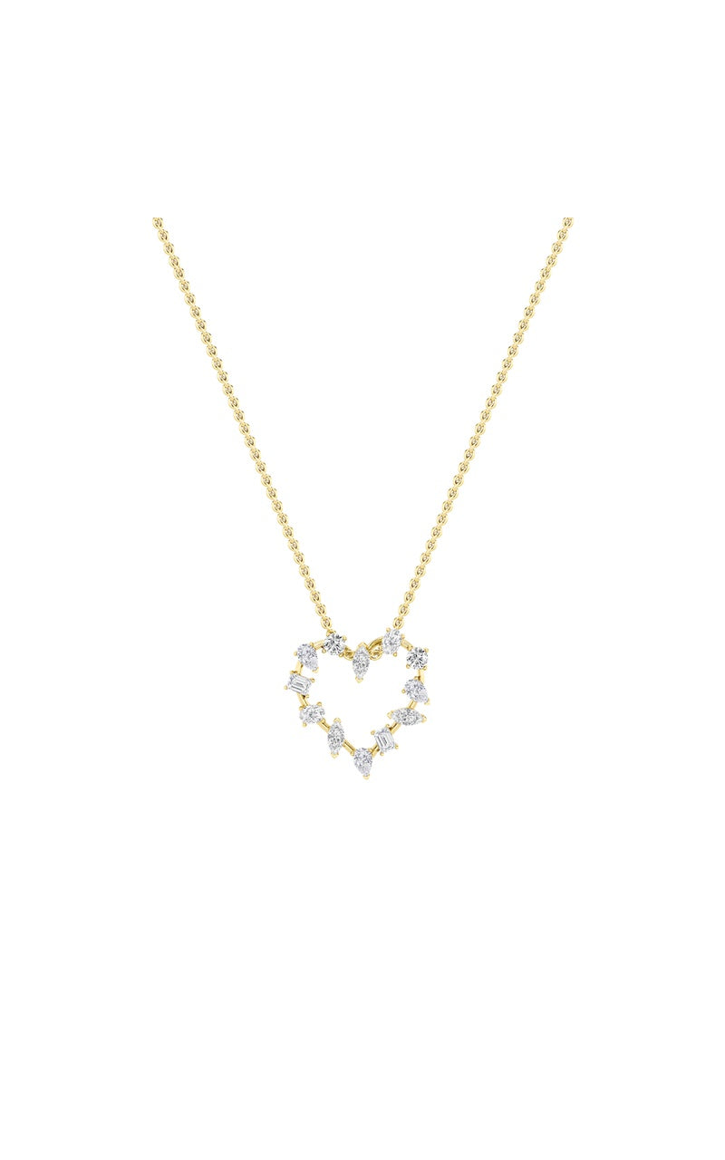 2.5Cttw Emerald Shaped Lab Grown Diamond (F/VS) Heart Shaped Pendant in 14K Gold
