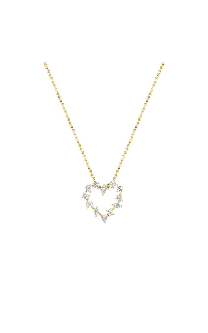 2.5Cttw Emerald Shaped Lab Grown Diamond (F/VS) Heart Shaped Pendant in 14K Gold