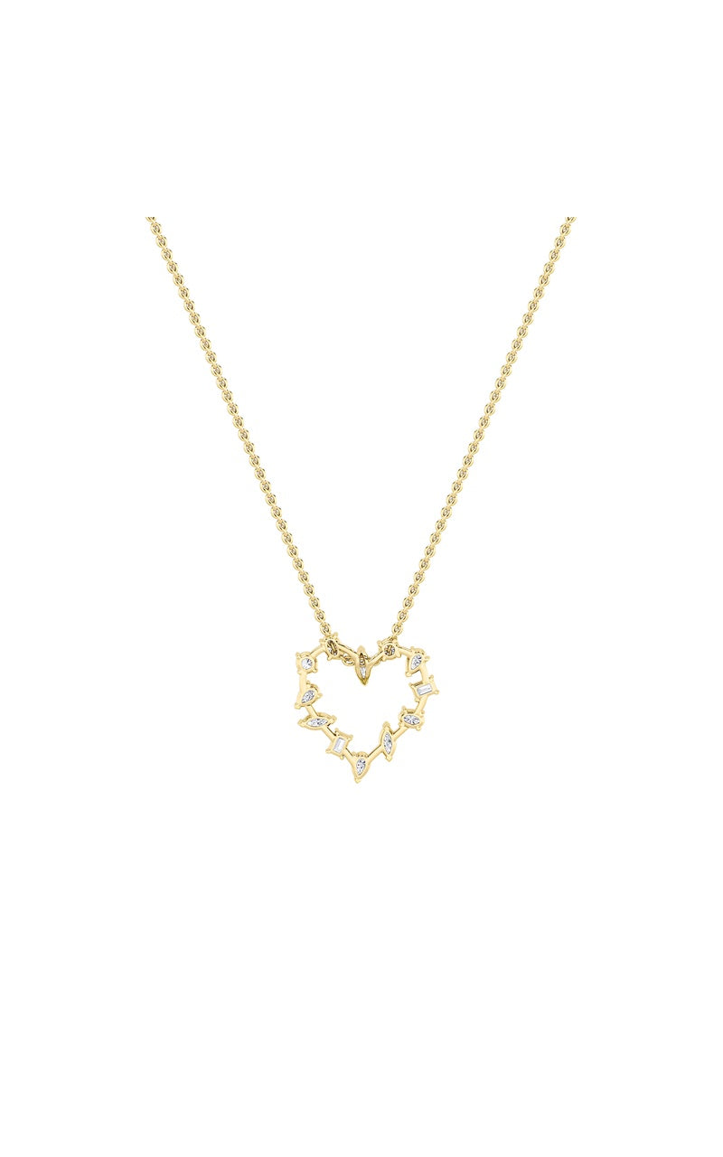 2.5Cttw Emerald Shaped Lab Grown Diamond (F/VS) Heart Shaped Pendant in 14K Gold