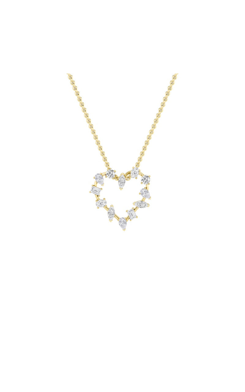 2.5Cttw Emerald Shaped Lab Grown Diamond (F/VS) Heart Shaped Pendant in 14K Gold