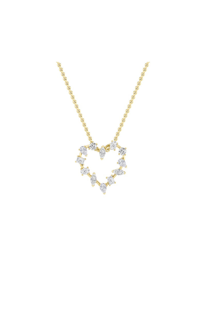 2.5Cttw Emerald Shaped Lab Grown Diamond (F/VS) Heart Shaped Pendant in 14K Gold