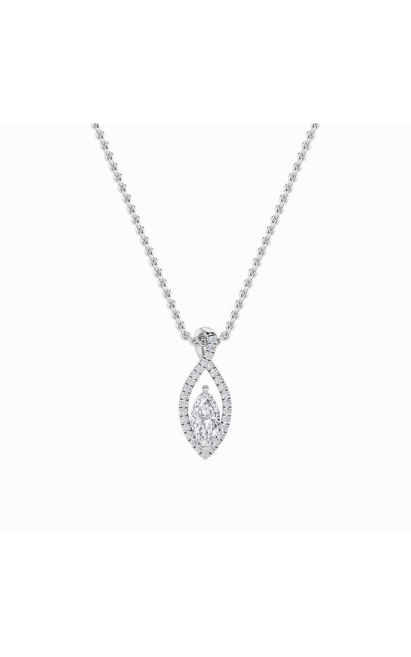 1.25Cttw Marquise Shaped Lab Grown Diamond (F/VS)Heart Shaped Pendant in 14K Gold
