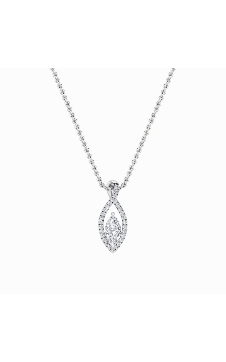 1.25Cttw Marquise Shaped Lab Grown Diamond (F/VS) Heart Shaped Pendant in 14K Gold