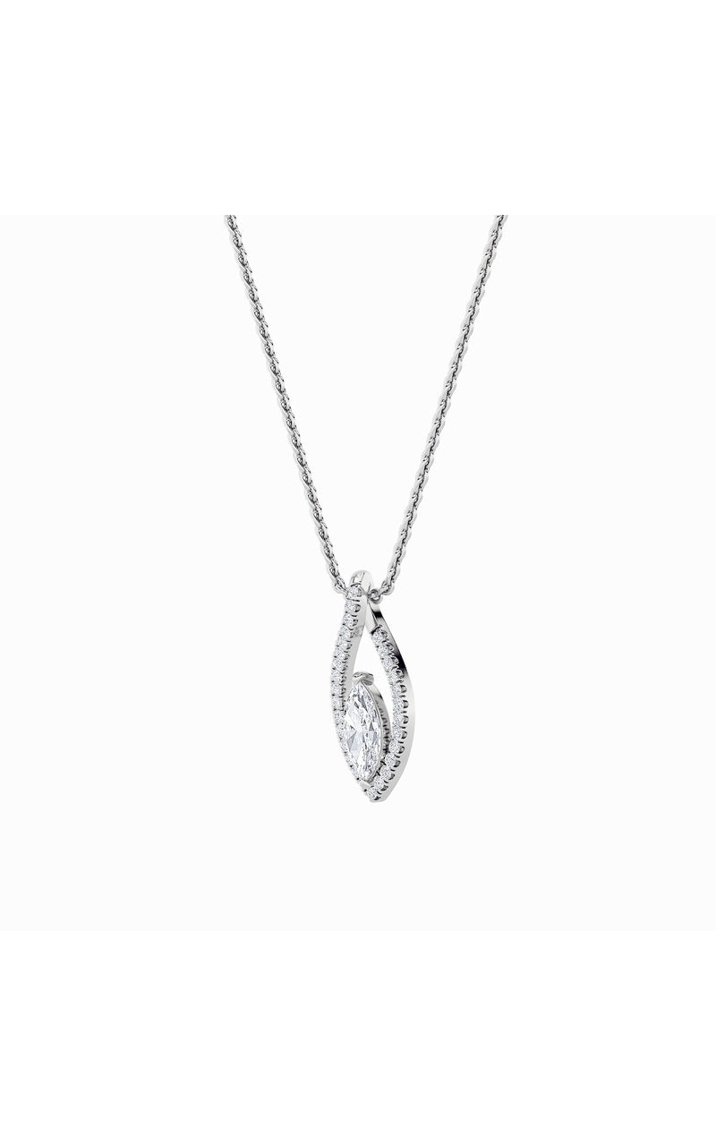1.25Cttw Marquise Shaped Lab Grown Diamond (F/VS)Heart Shaped Pendant in 14K Gold