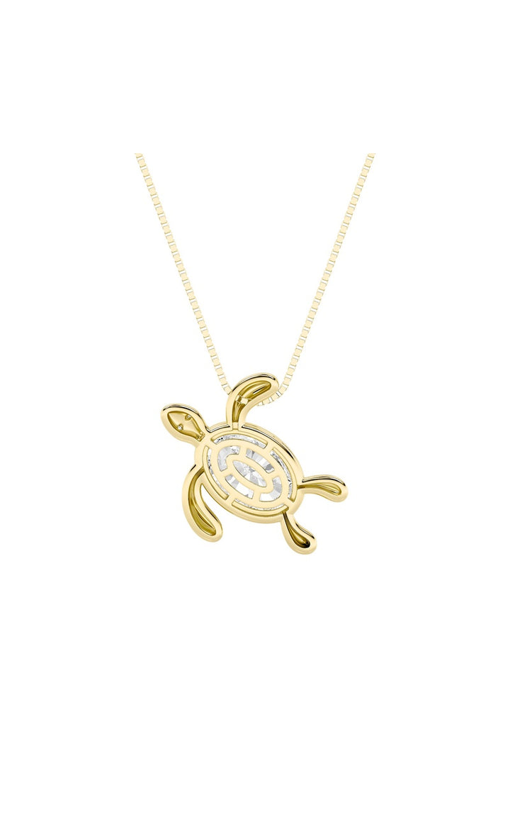 1.5Cttw Oval Shaped Lab Grown Diamond (F/VS) BezelSet Turtle Pendant in 14K Gold