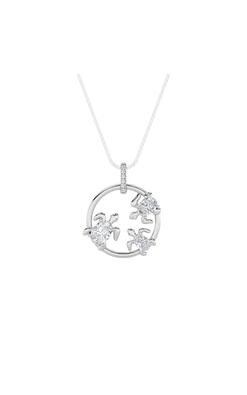 2Cttw Oval Shaped Lab Grown Diamond (F/VS) Baby Turtle Pendant in 14K Gold
