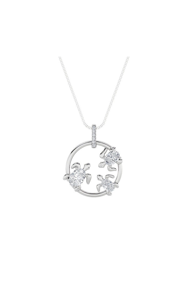 2Cttw Oval Shaped Lab Grown Diamond (F/VS) Baby Turtle Pendant in 14K Gold