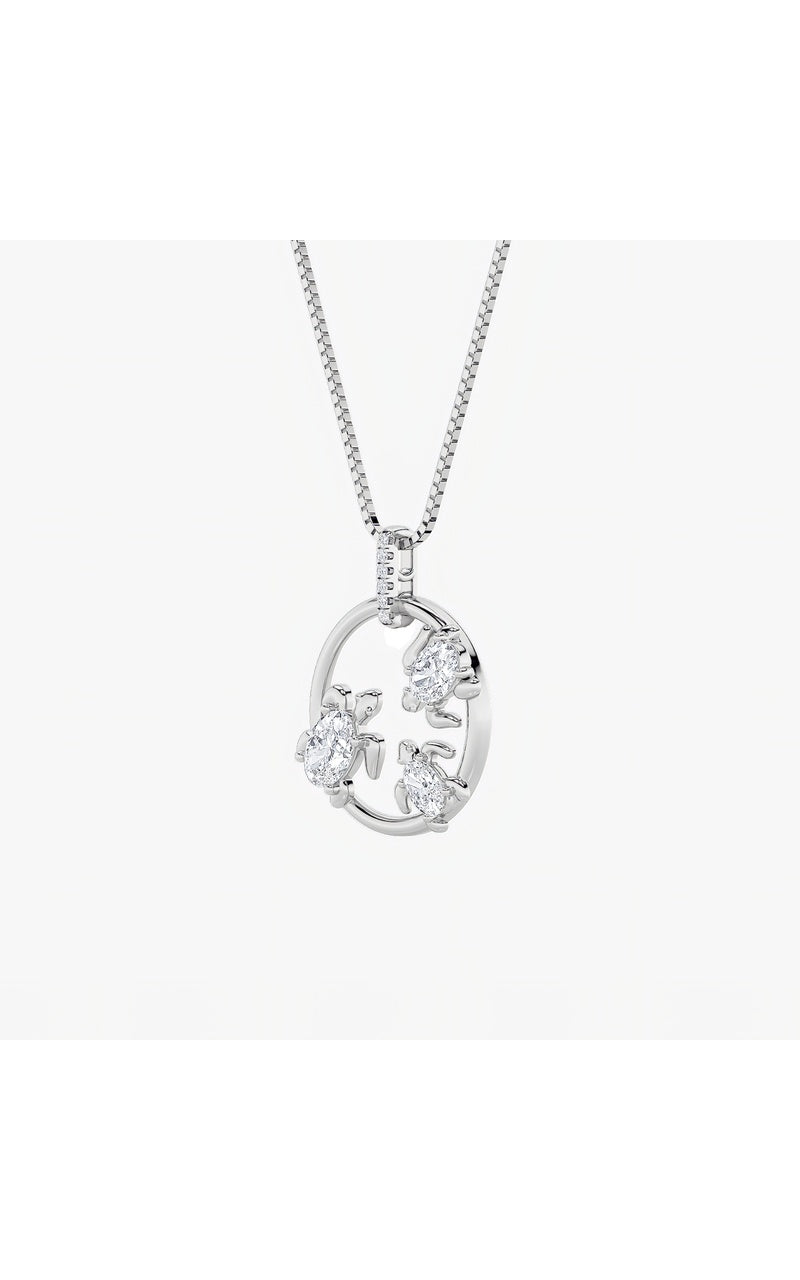 2CTW Oval Shaped Lab Grown Diamond (F/VS) Baby Turtle Pendant in 14K Gold