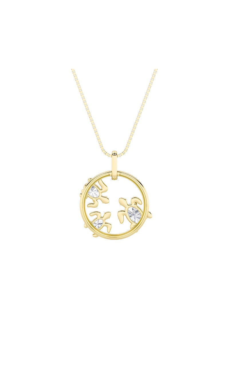 2Cttw Oval Shaped Lab Grown Diamond (F/VS) Baby Turtle Pendant in 14K Gold