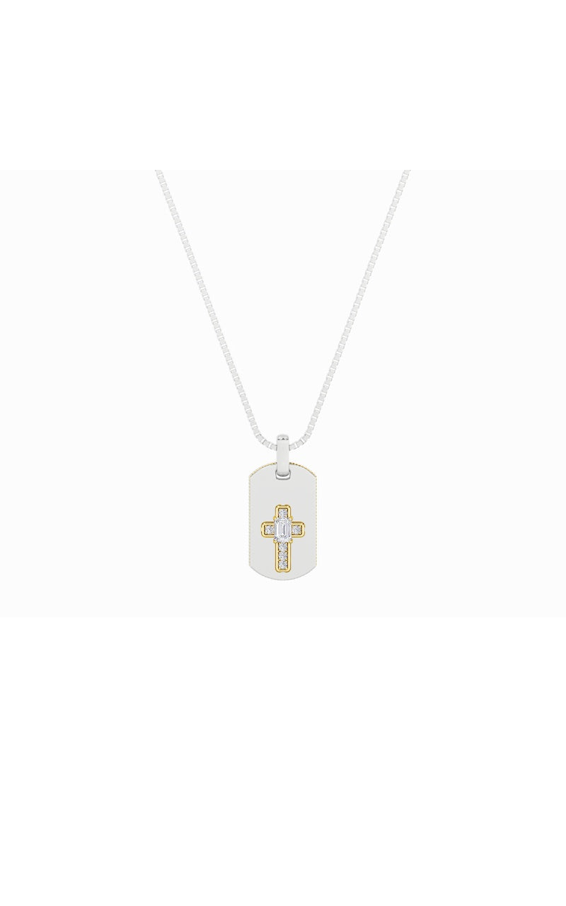 1CTW Emerald Shaped Lab Grown Diamond (F/VS) Dog Tag Pendant in 14K Gold