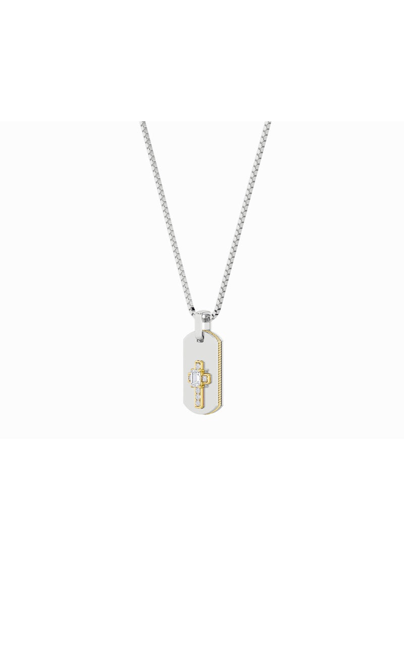 1CTW Emerald Shaped Lab Grown Diamond (F/VS) Dog Tag Pendant in 14K Gold